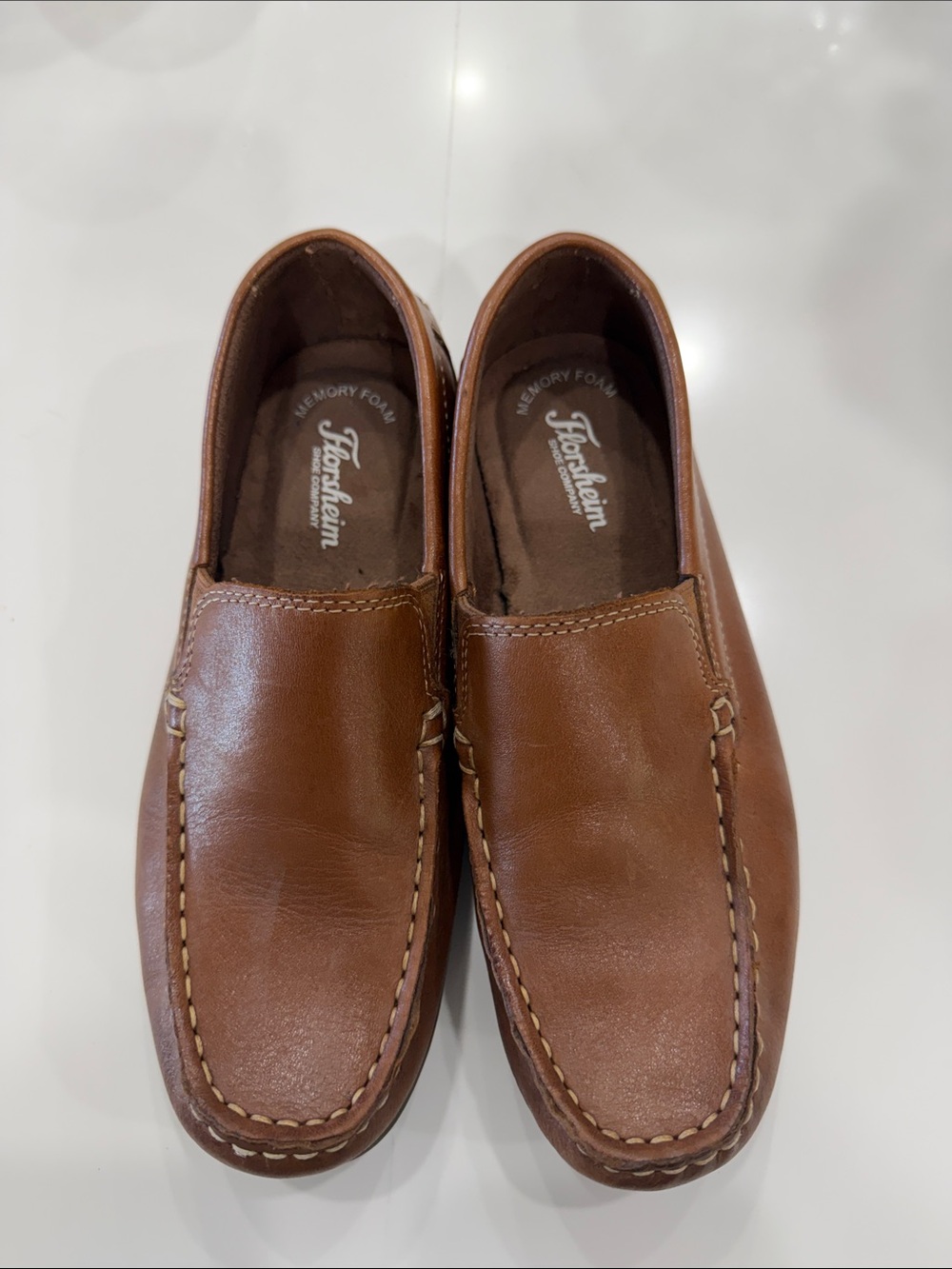 Florsheim Boys Brown Leather Slip-On Dress Shoes Size 3.5 Worn Once